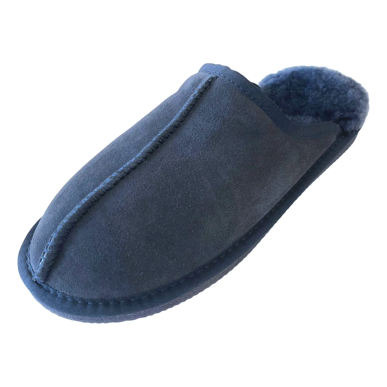 Deluxe Mens 'Michael' Sheepskin Slipper Mule - Navy - Image 3