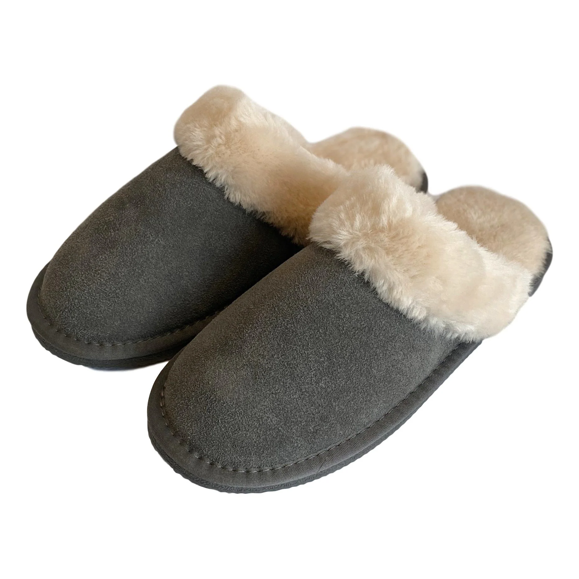 Ladies 'Luna' Wool Lined Slipper Mule - Grey - Image 5