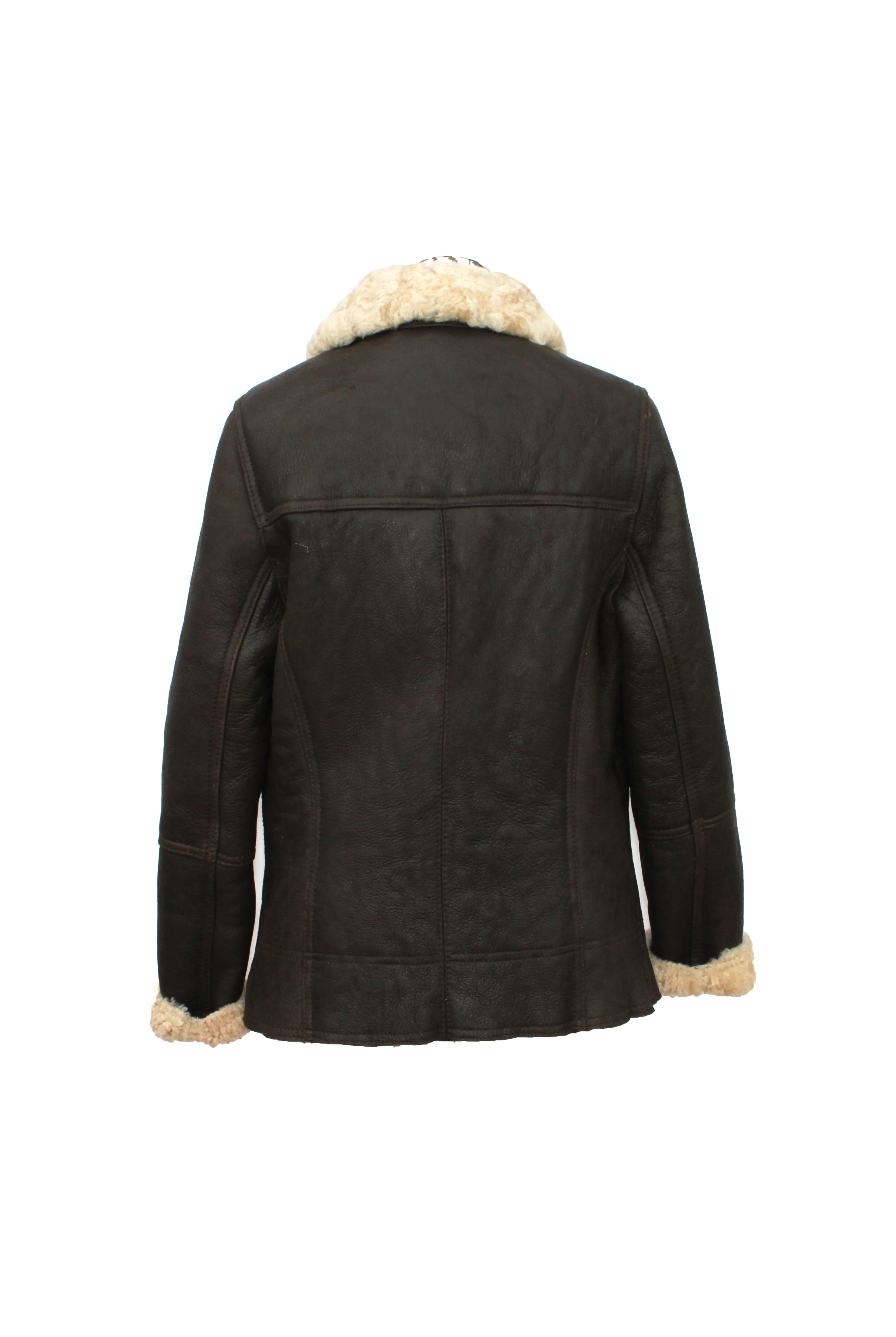 Ladies Mepal Leather Sheepskin Flying Jacket - Chocolate Forest - Image 2