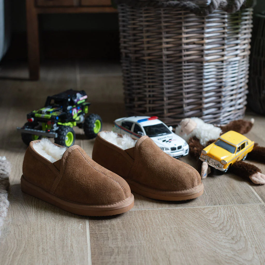 Children's 'Toby' Sheepskin Slippers - Chestnut - Image 3