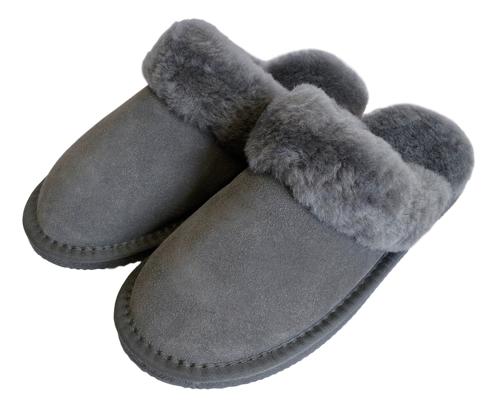 Deluxe Ladies 'Daisy' Sheepskin Slipper Mule - Grey - Image 3