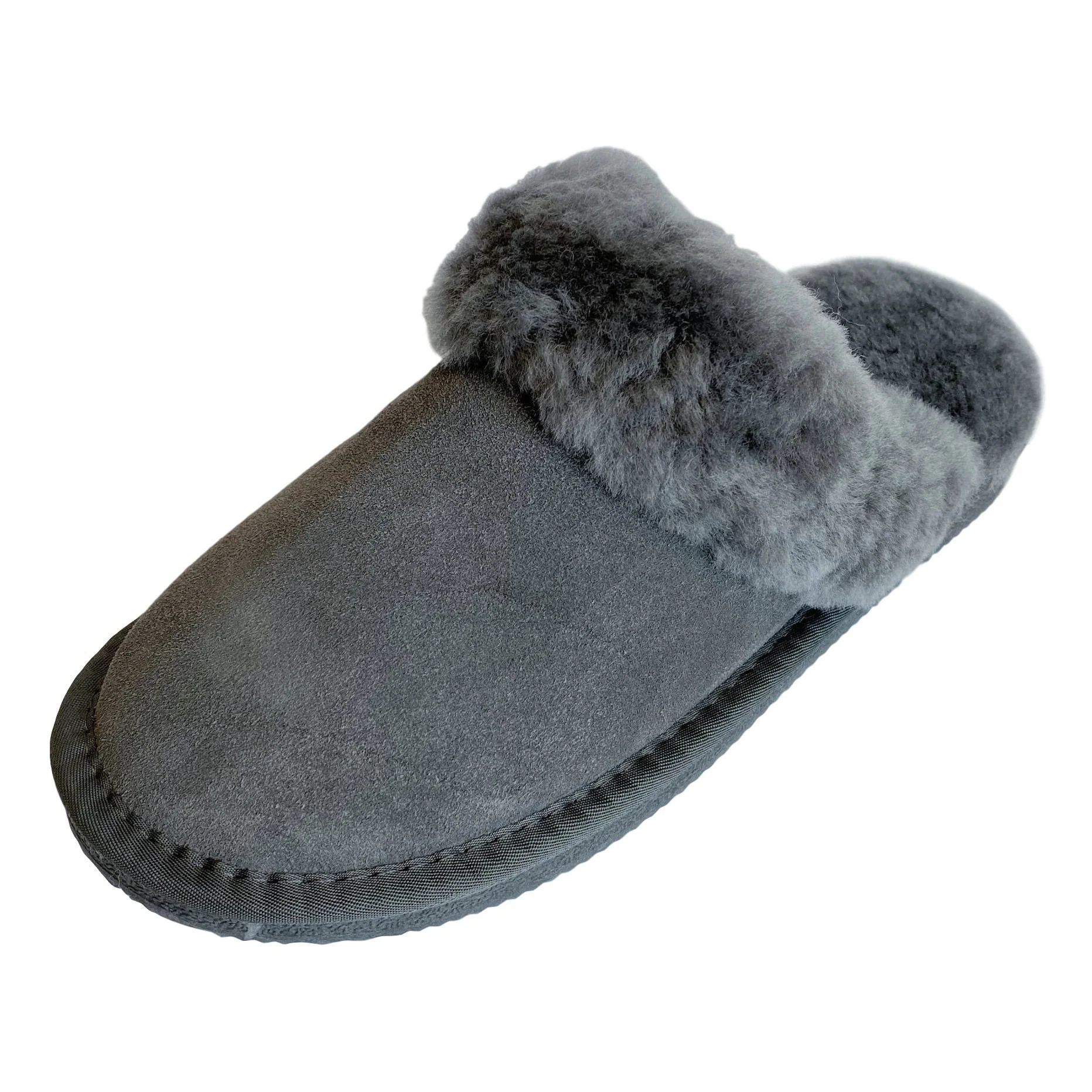 Deluxe Ladies 'Daisy' Sheepskin Slipper Mule - Grey - Image 5