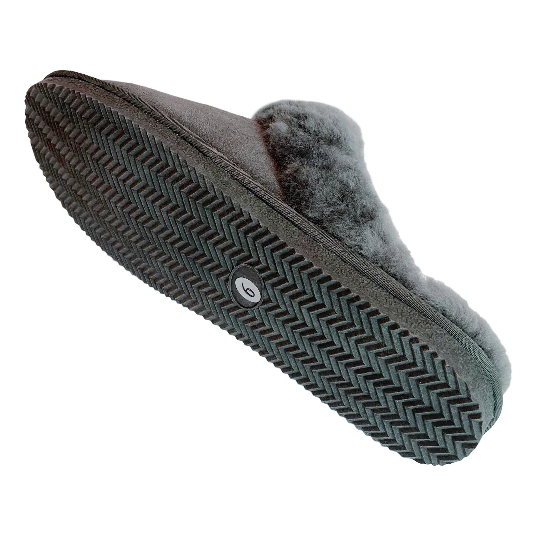 Deluxe Ladies 'Daisy' Sheepskin Slipper Mule - Grey - Image 6