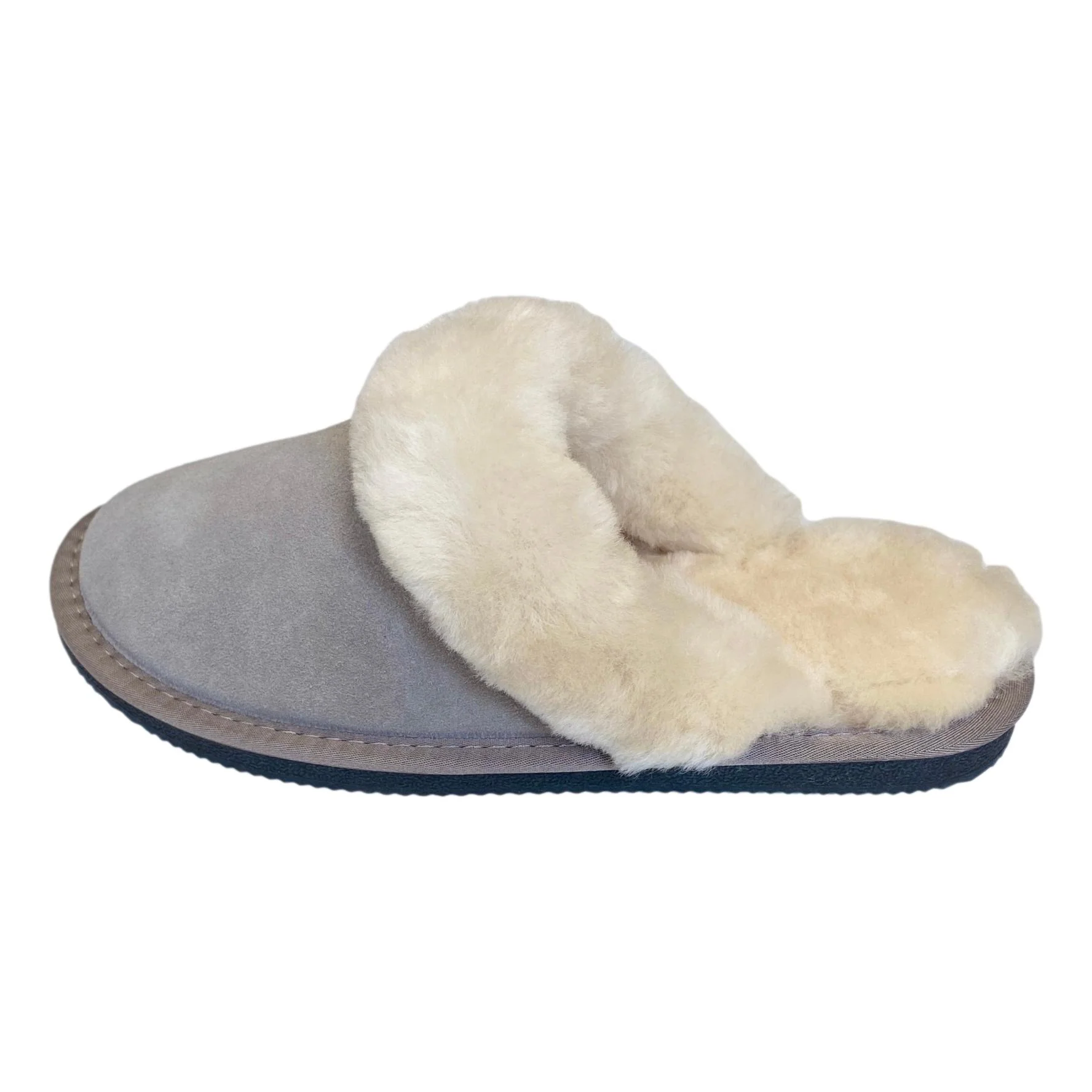 Deluxe Ladies 'Daisy' Sheepskin Slipper Mule - Light Grey - Image 5