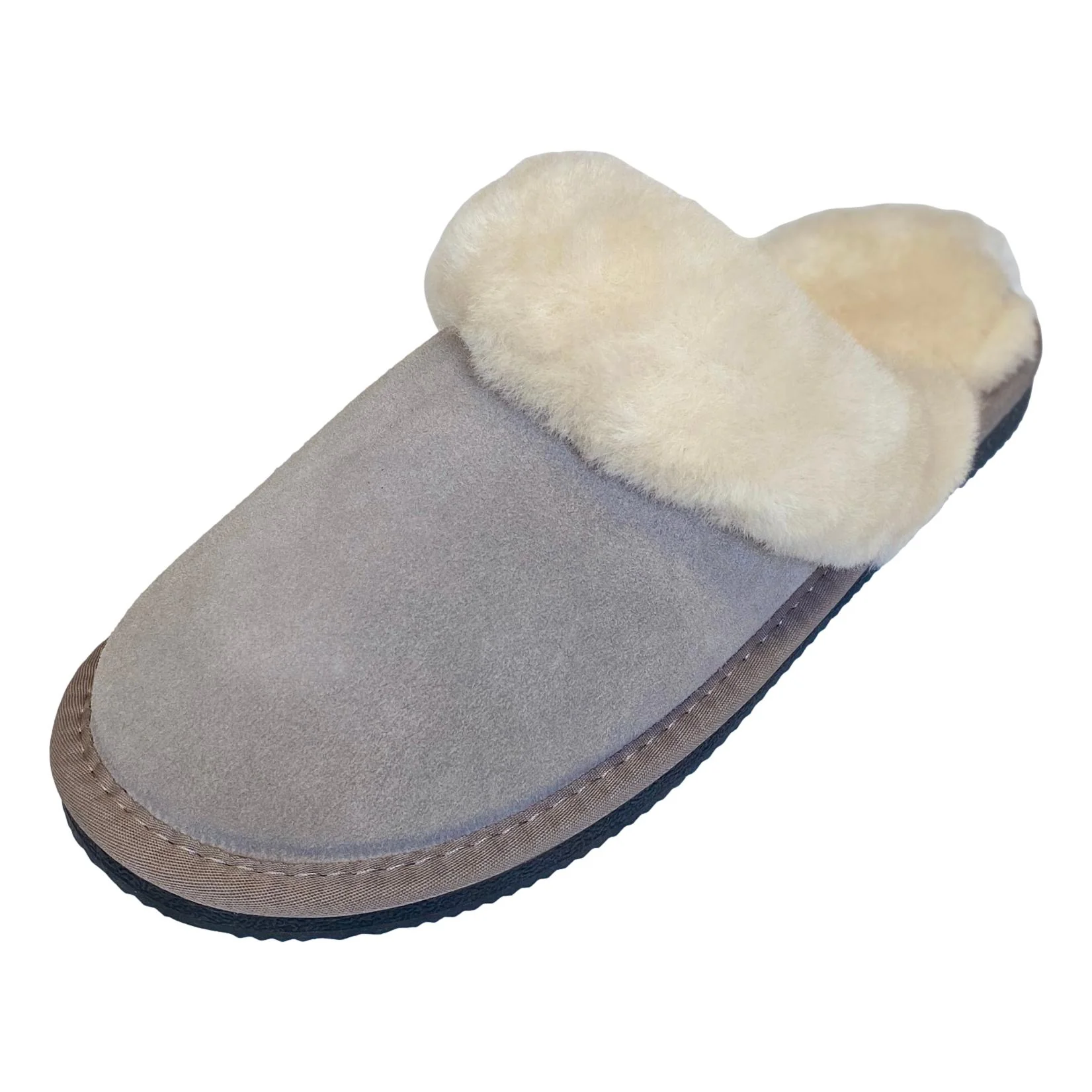 Deluxe Ladies 'Daisy' Sheepskin Slipper Mule - Light Grey - Image 6