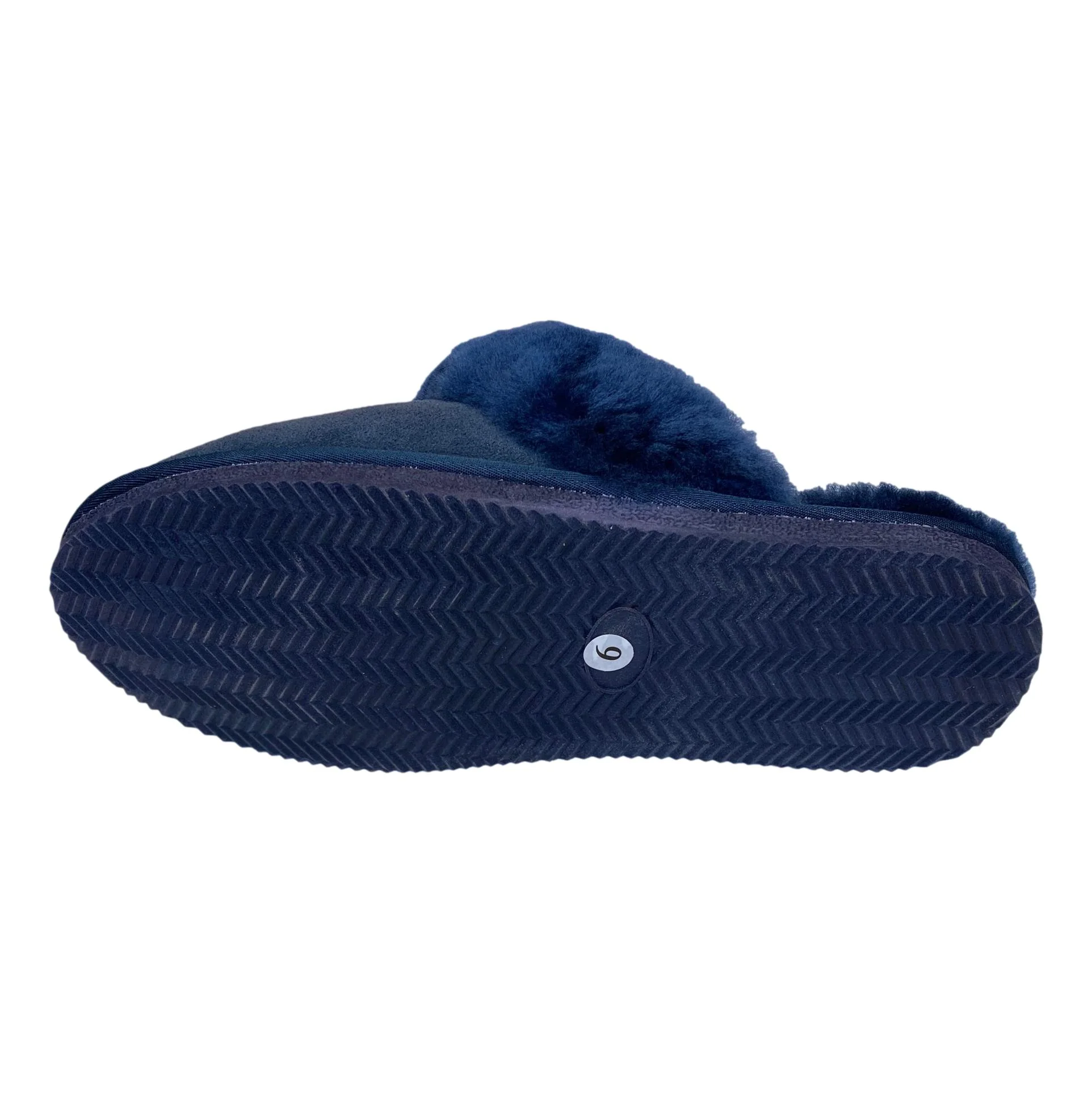 Deluxe Ladies 'Daisy' Sheepskin Slipper Mule - Navy - Image 5