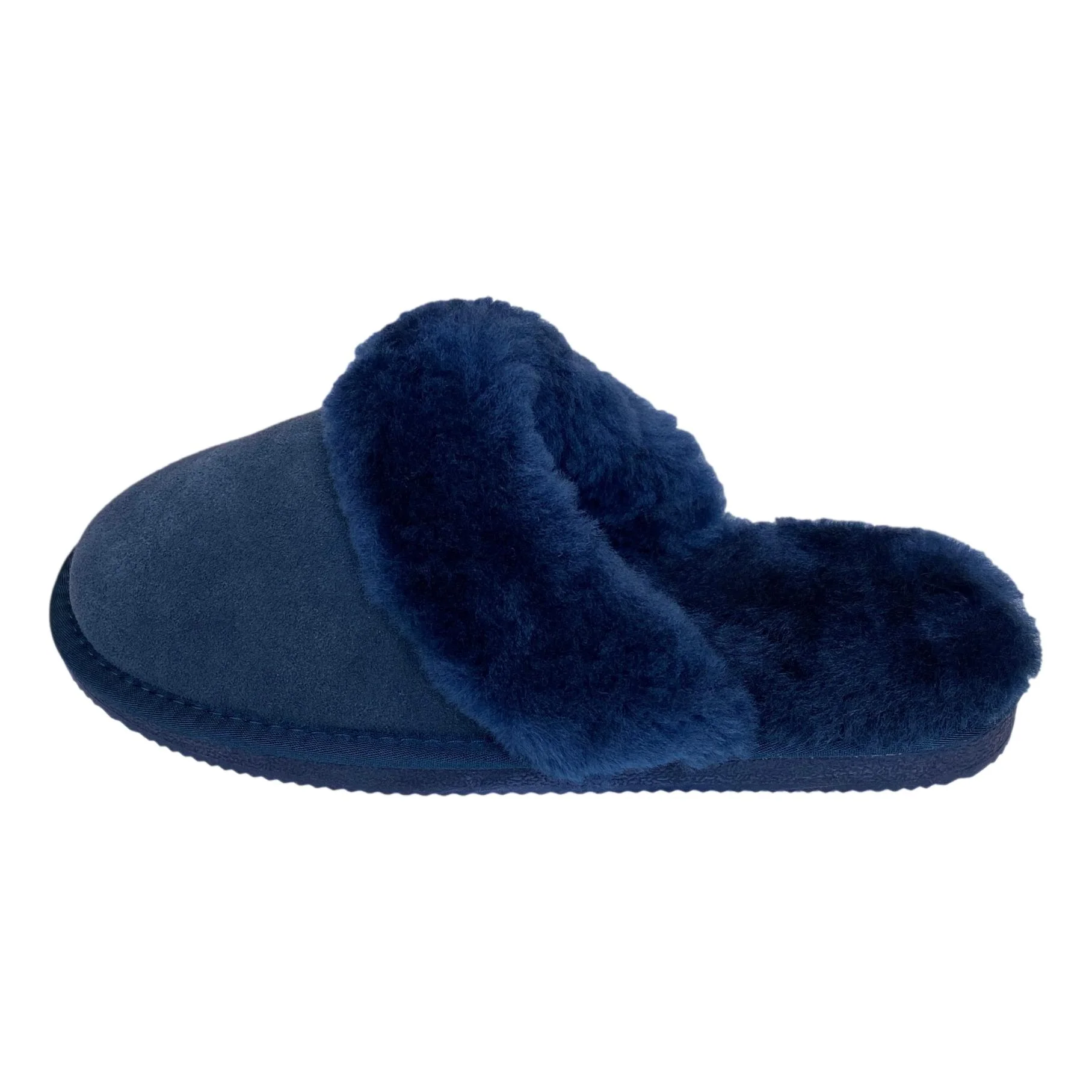 Deluxe Ladies 'Daisy' Sheepskin Slipper Mule - Navy - Image 6
