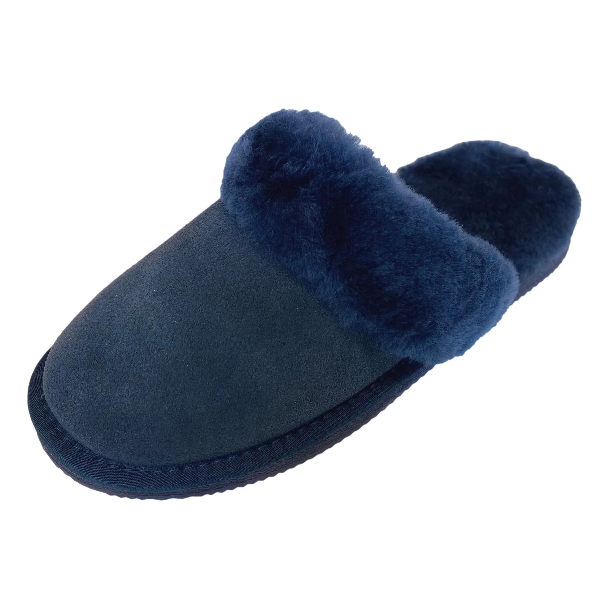 Deluxe Ladies 'Daisy' Sheepskin Slipper Mule - Navy - Image 7