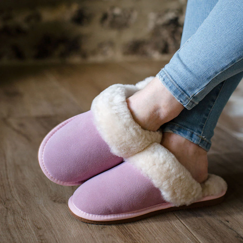 Deluxe Ladies 'Daisy' Sheepskin Slipper Mule - Rose - Image 3