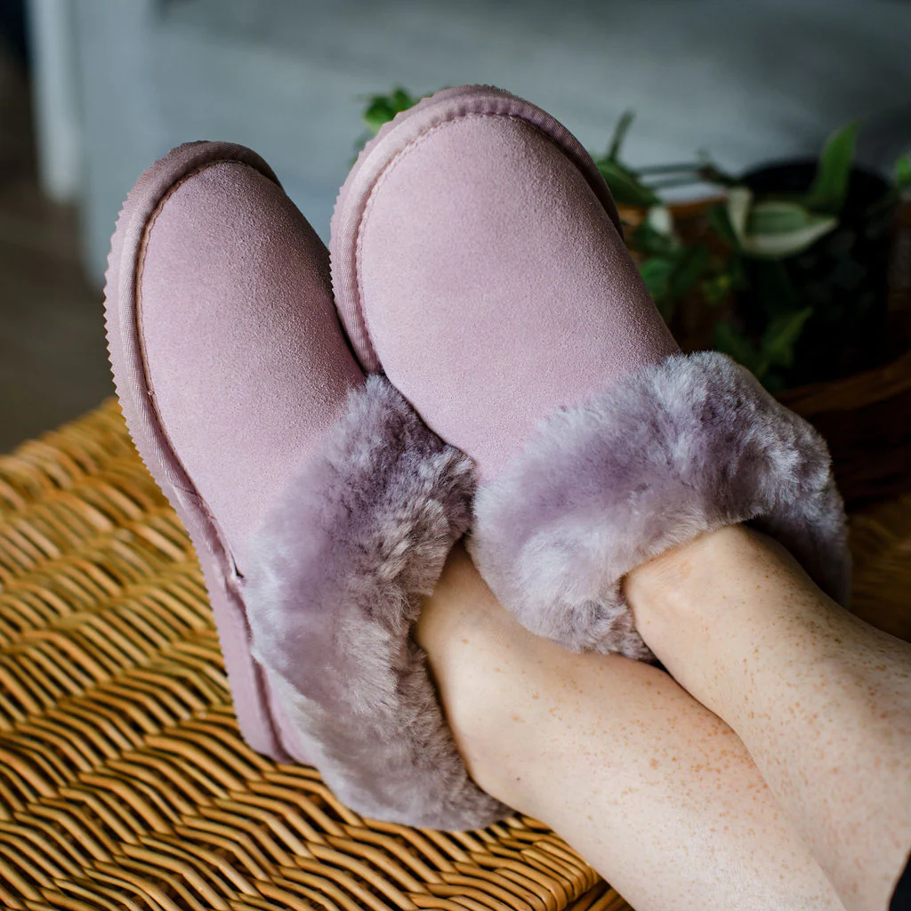 Deluxe Ladies 'Elena' Sheepskin Slippers - Mushroom - Image 2
