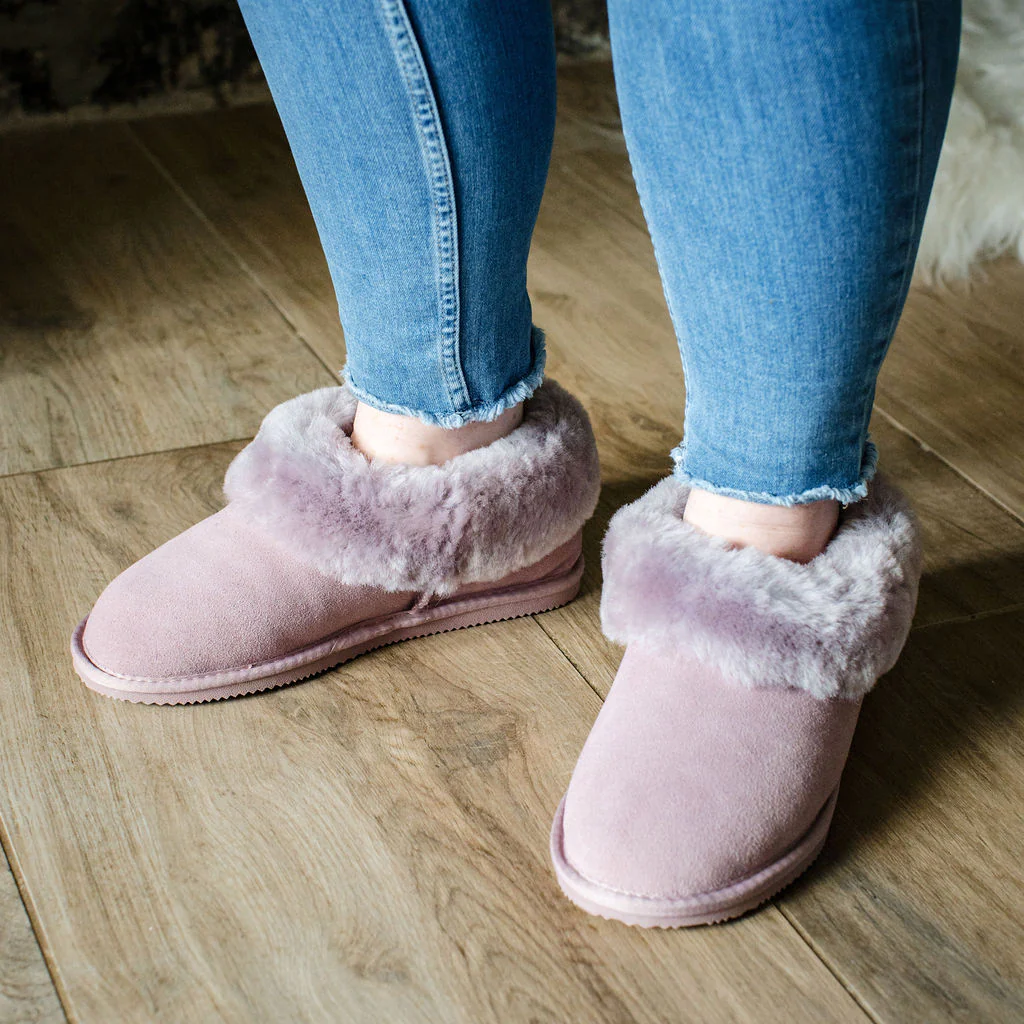 Deluxe Ladies 'Elena' Sheepskin Slippers - Mushroom - Image 3