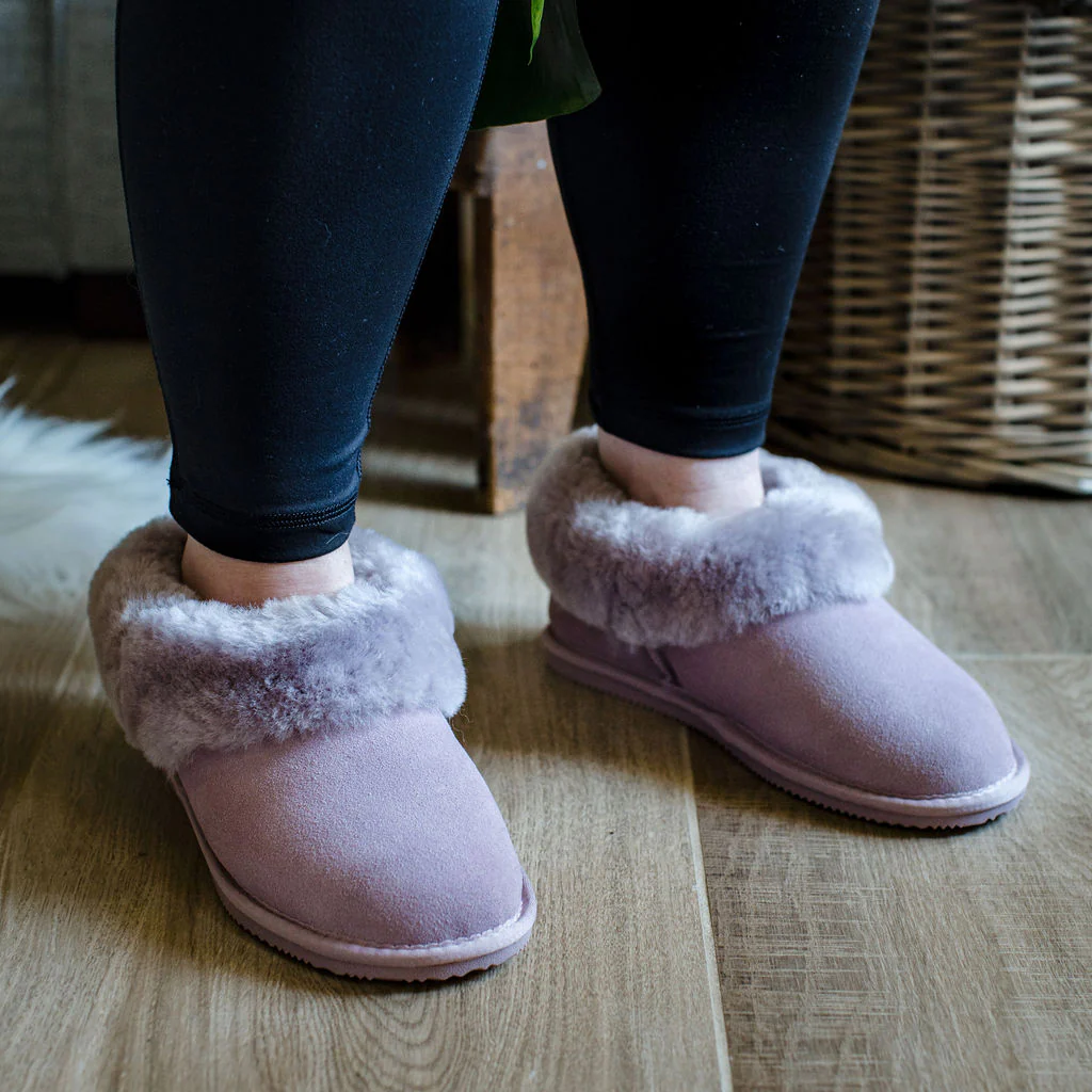 Deluxe Ladies 'Elena' Sheepskin Slippers - Mushroom - Image 4