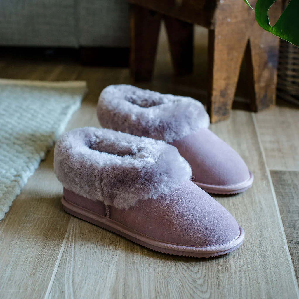 Deluxe Ladies 'Elena' Sheepskin Slippers - Mushroom - Image 5