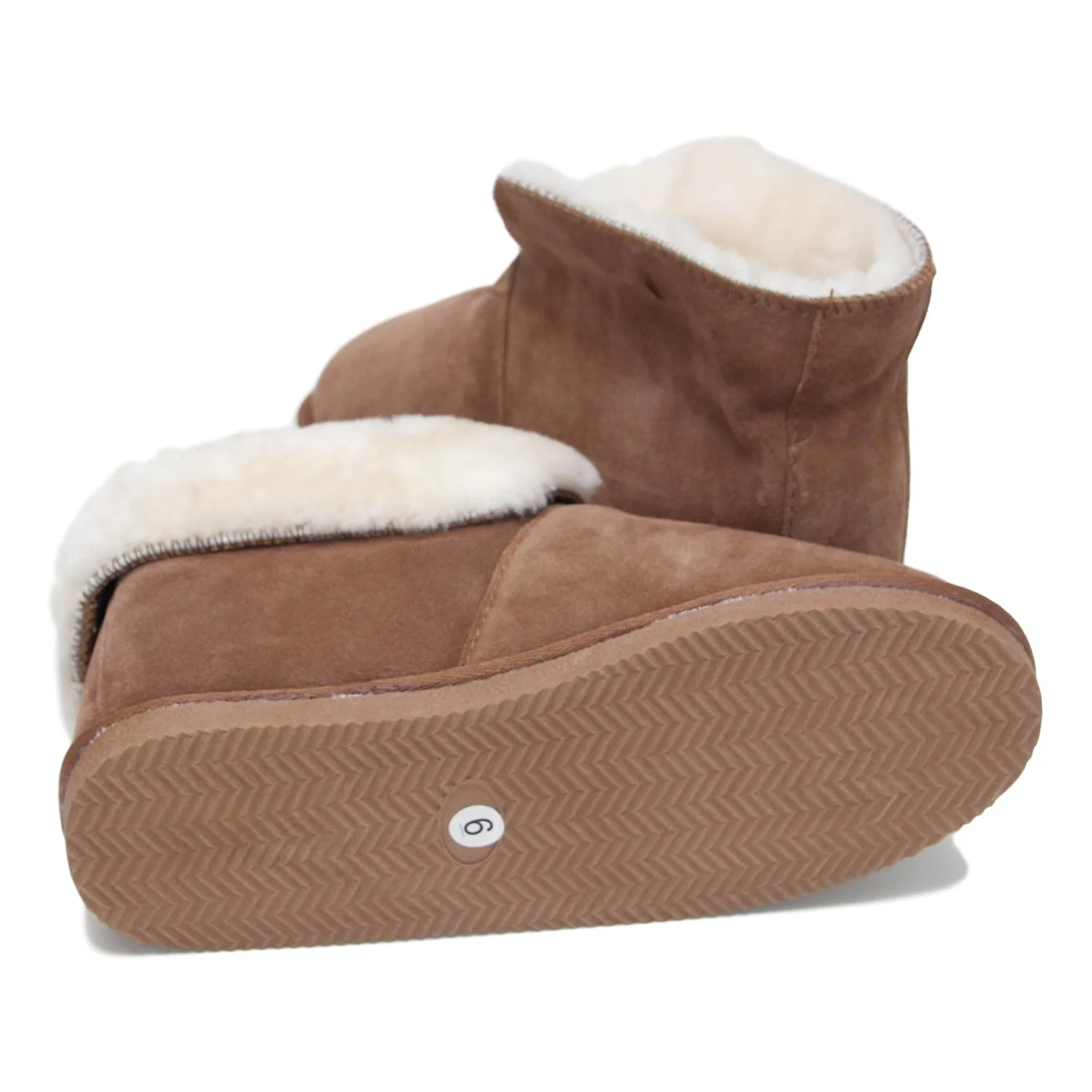 Deluxe Ladies 'Sarah' Sheepskin Slipper Boot - Chestnut - Image 6