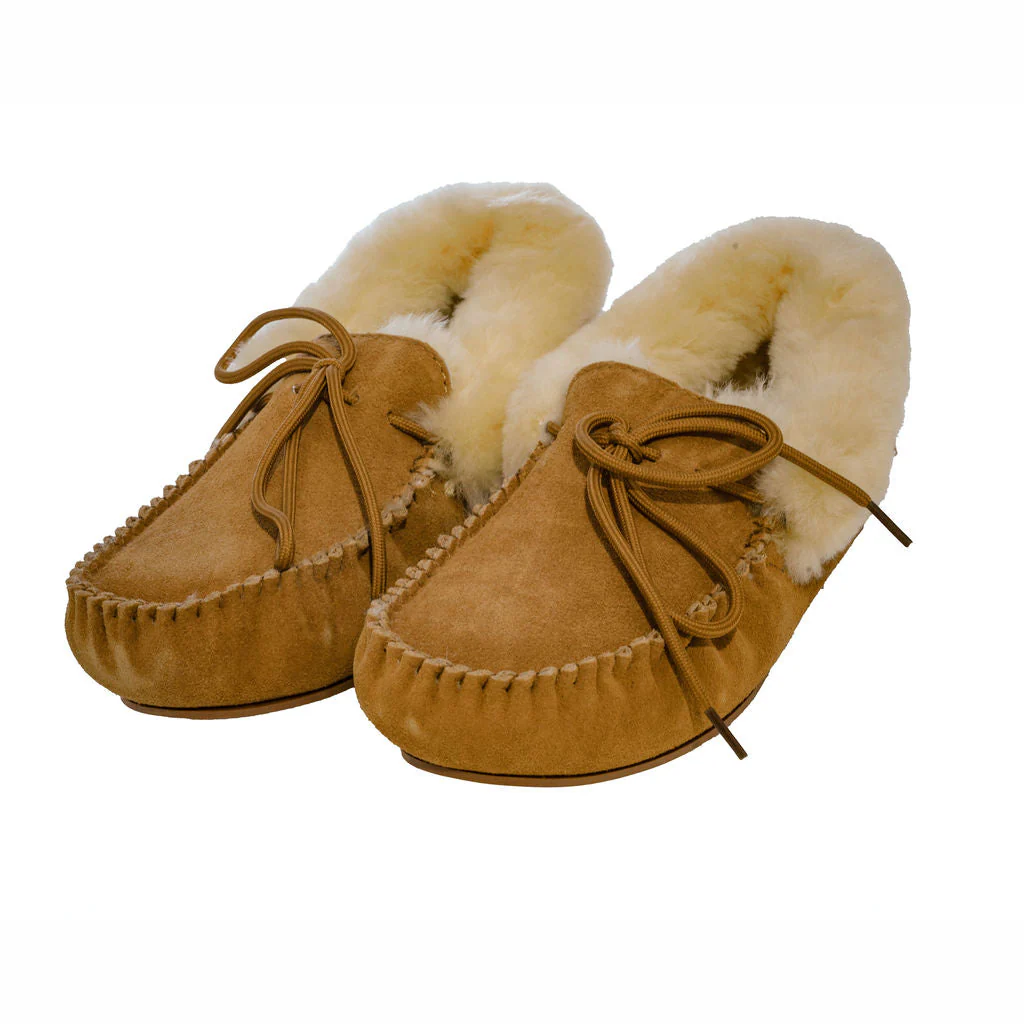 Deluxe Ladies 'Lauren' Sheepskin Moccasin with Hard Sole - Chestnut - Image 4