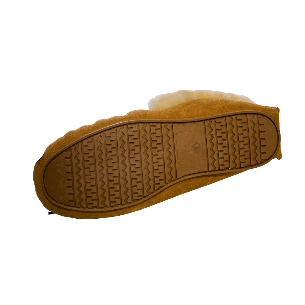 Deluxe Ladies 'Lauren' Sheepskin Moccasin with Hard Sole - Chestnut - Image 5