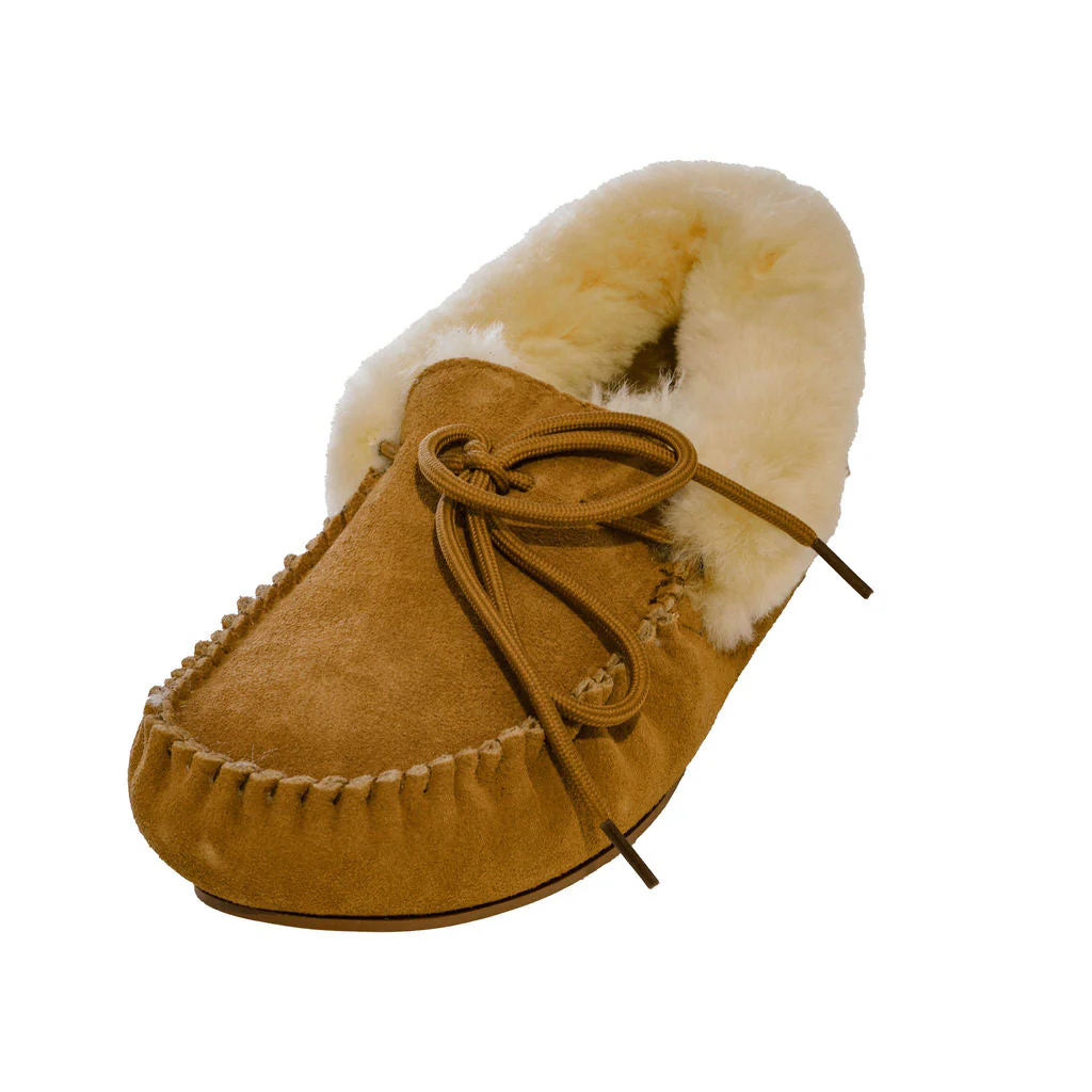Deluxe Ladies 'Lauren' Sheepskin Moccasin with Hard Sole - Chestnut - Image 6