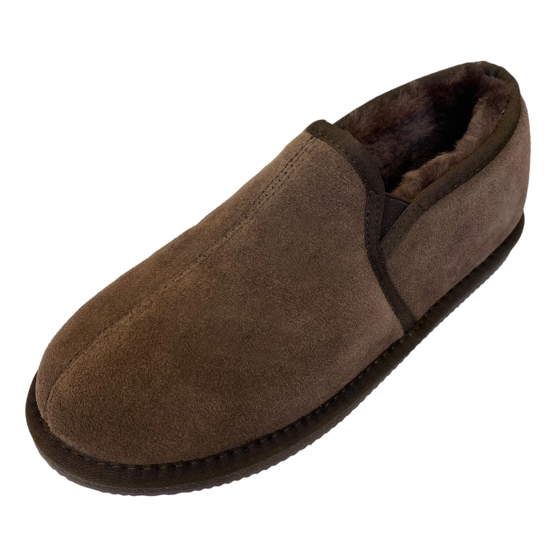 Deluxe Mens 'Sam' Sheepskin Slippers with Hard Sole - Chocolate - Image 6
