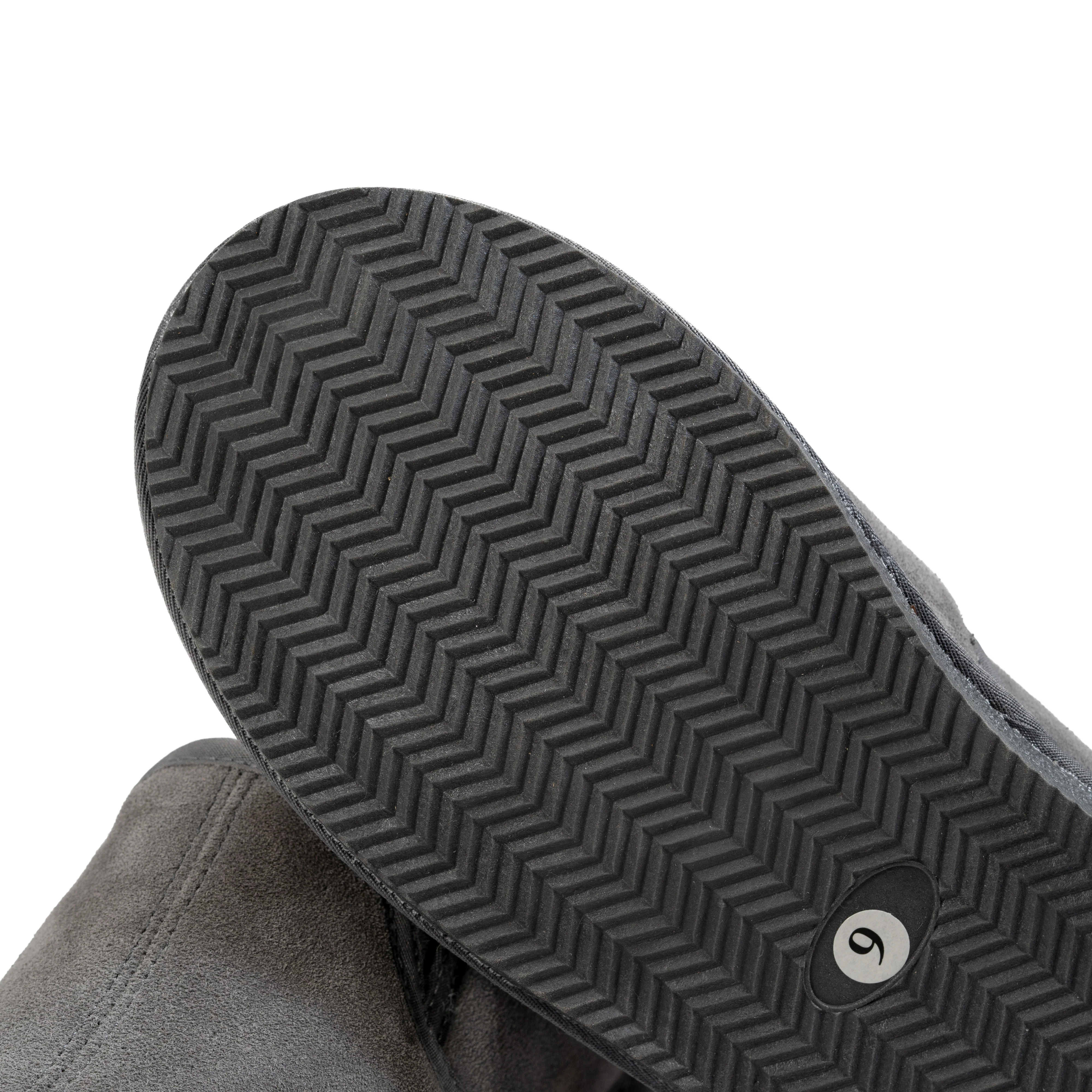 Deluxe Mens 'Sam' Sheepskin Slippers with Hard Sole - Dark Grey - Image 5