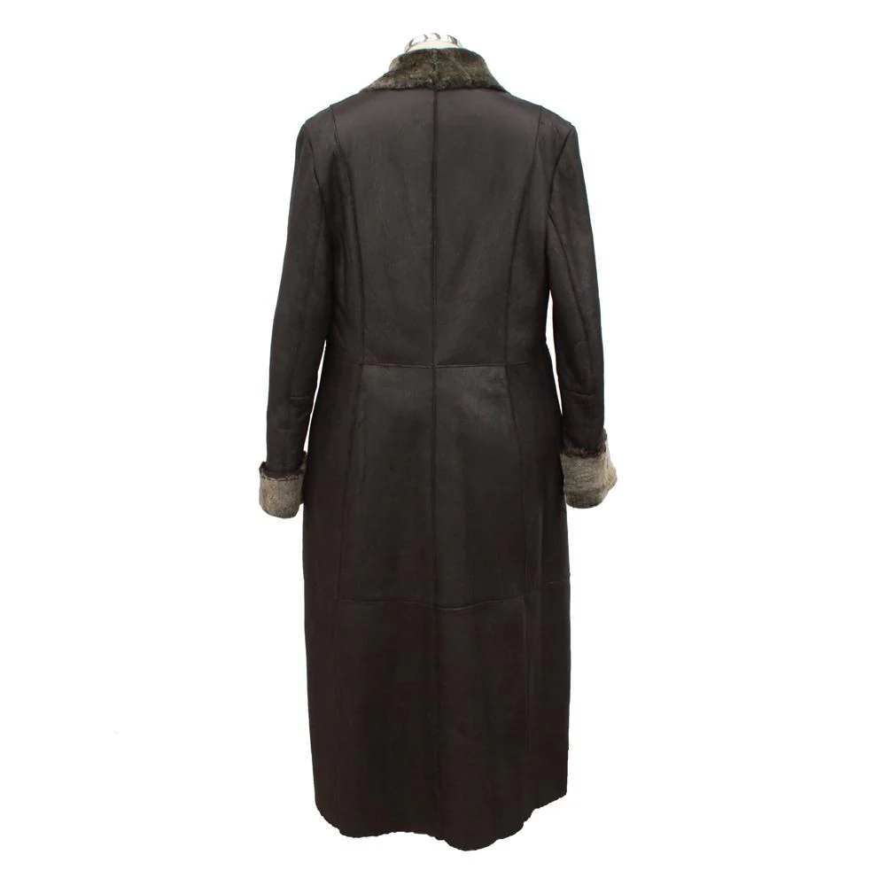 Ladies Annabel Long leather Sheepskin Coat - Brown Hurricane - Image 2
