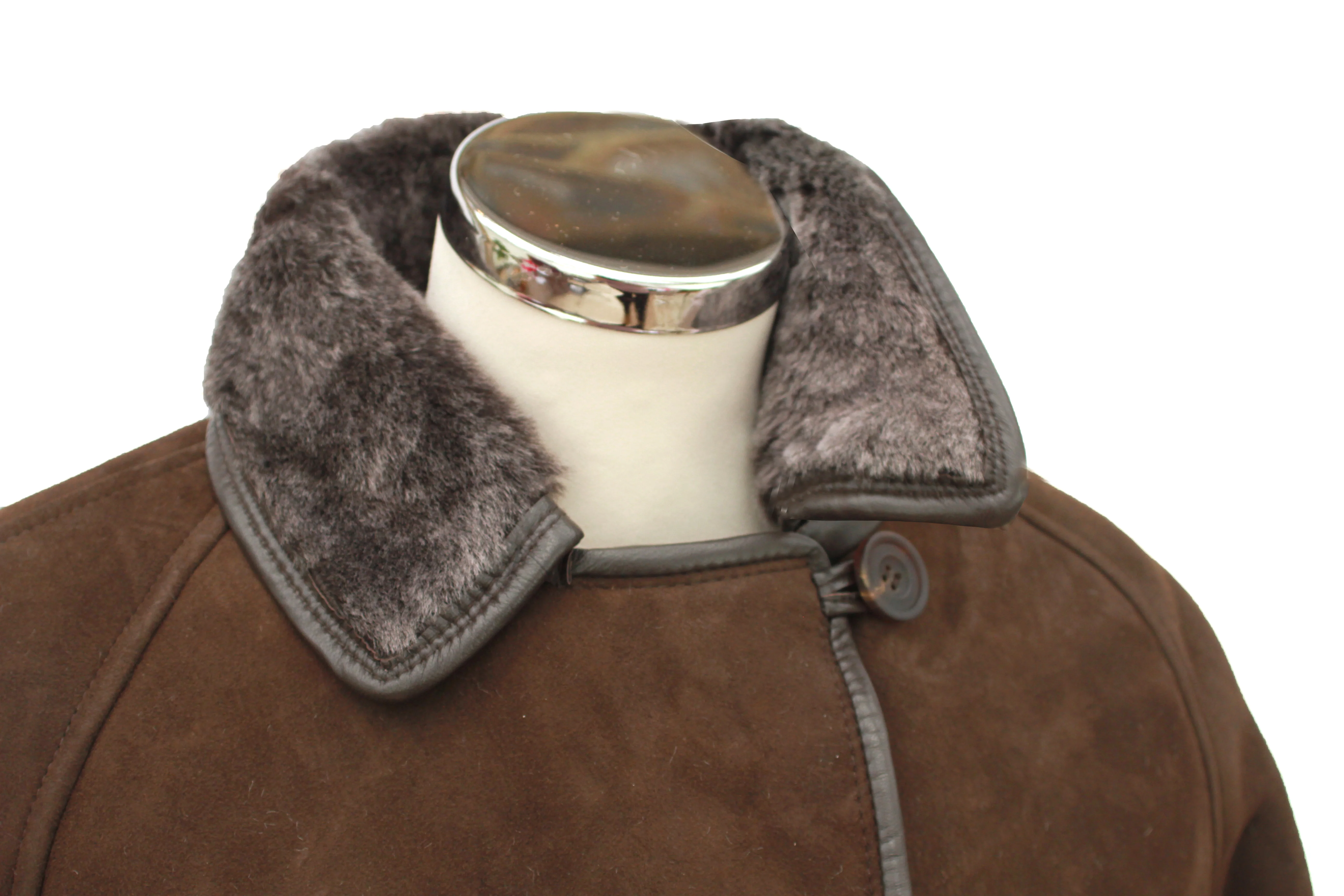 Ladies April Suede Sheepskin Coat - Brown - Image 4