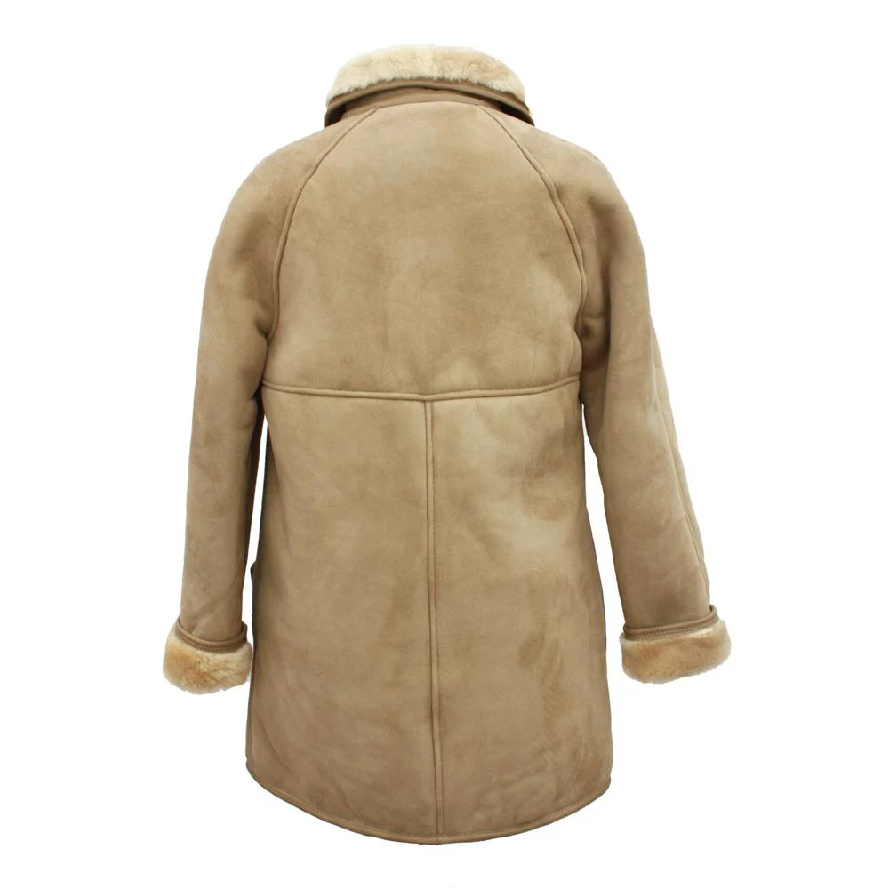 Ladies April Suede Sheepskin Coat - Mushroom - Image 2