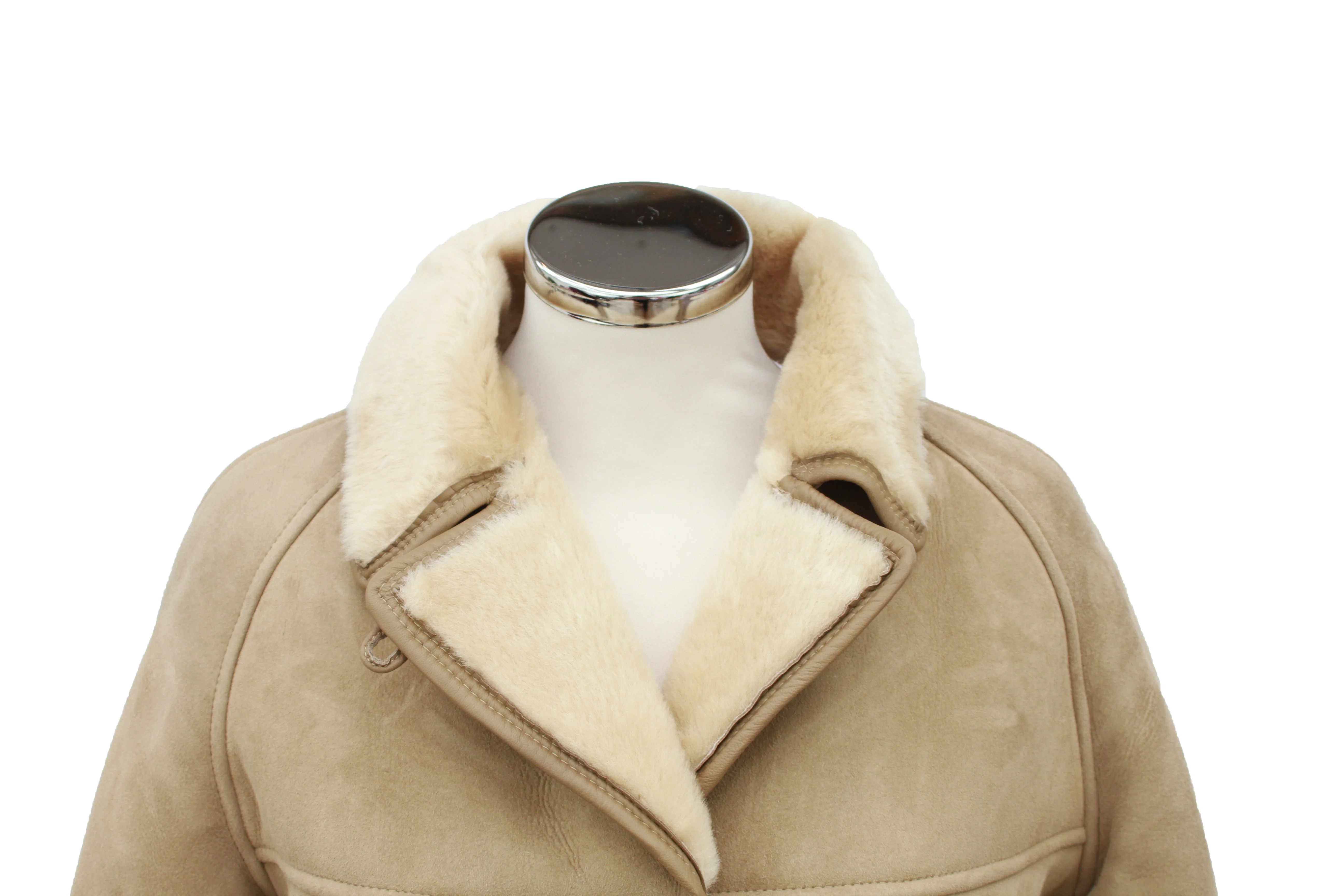 Ladies April Suede Sheepskin Coat - Mushroom - Image 5