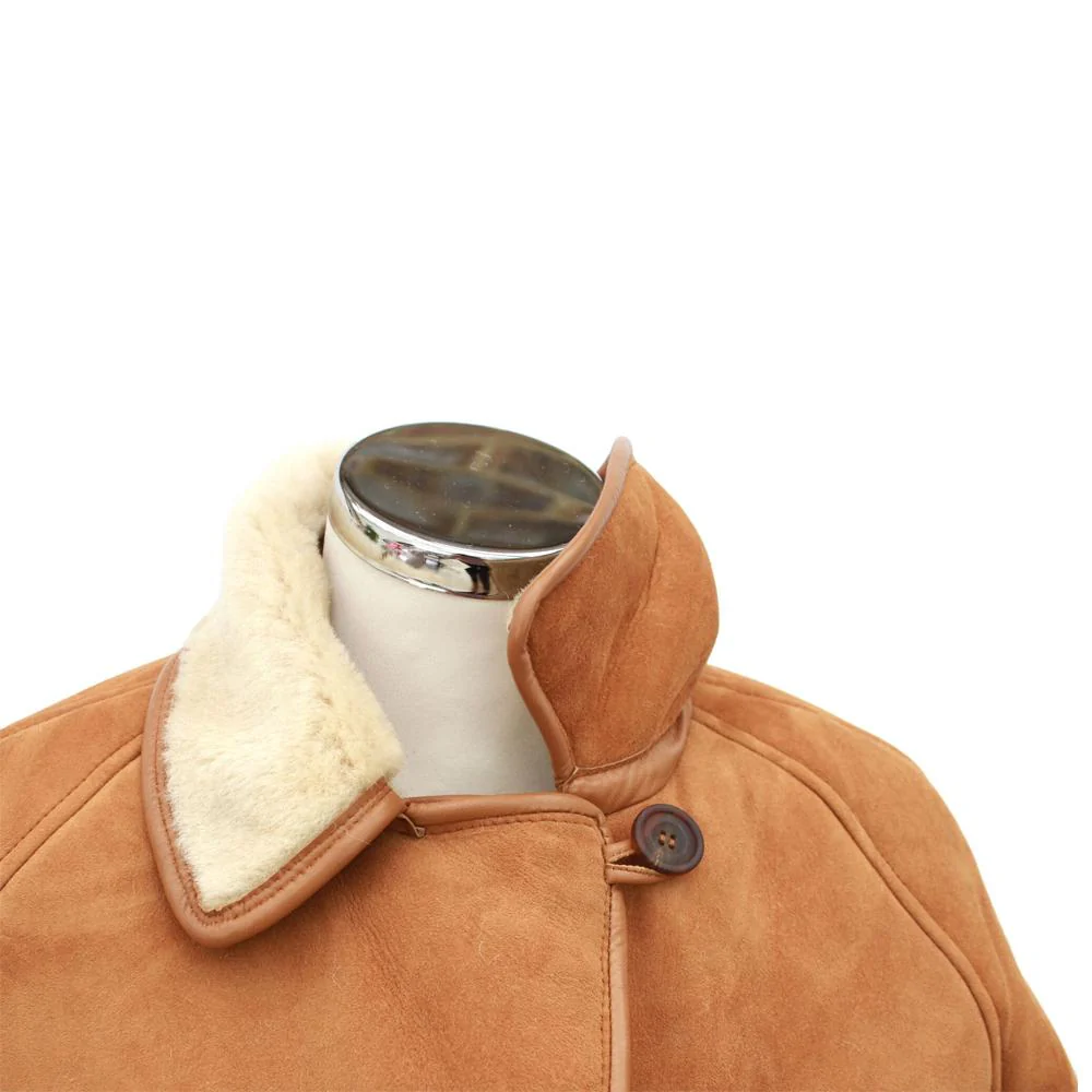 Ladies April Suede Sheepskin Coat - Tan - Image 4