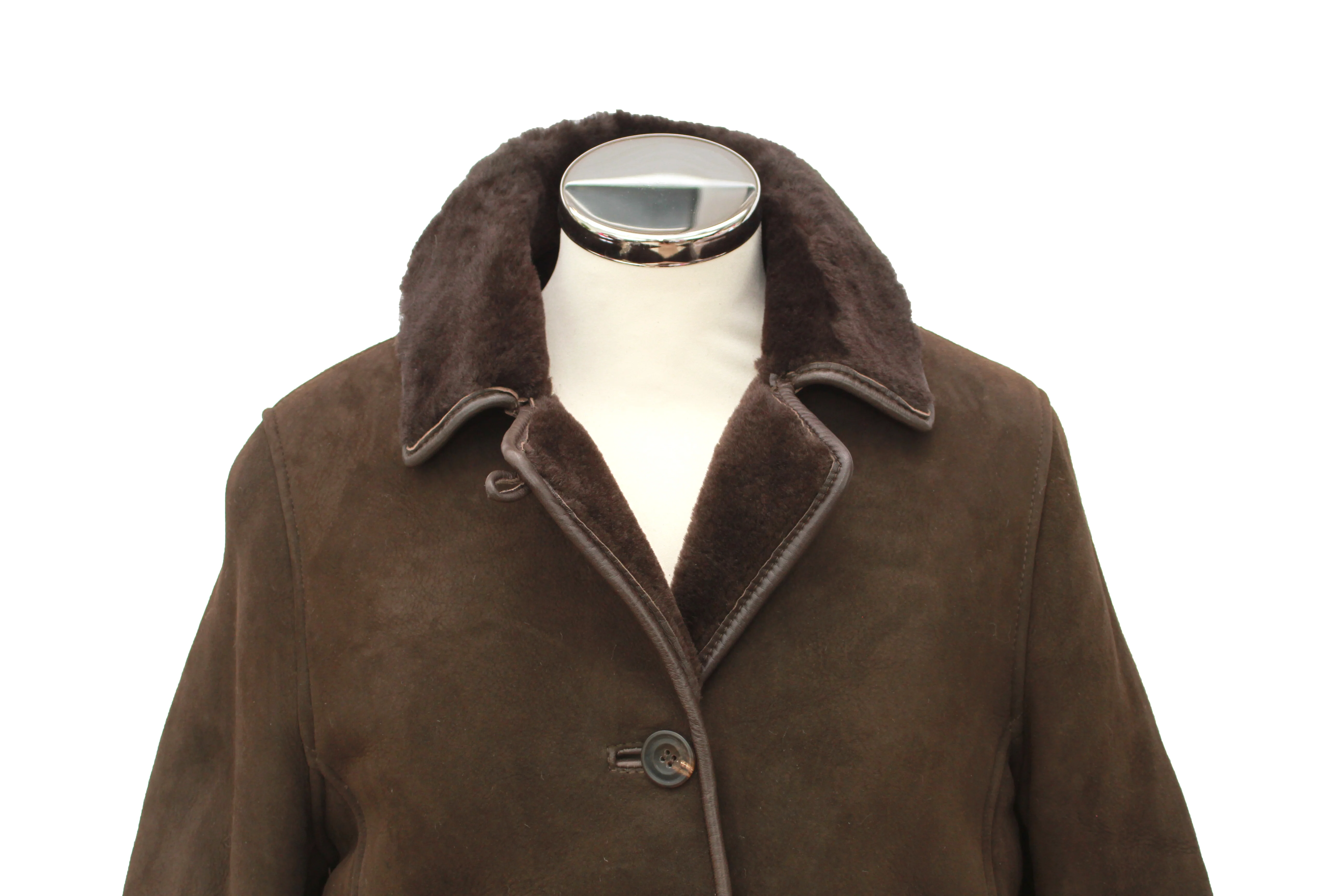 Ladies Chloe Suede Sheepskin Coat - Brown - Image 3