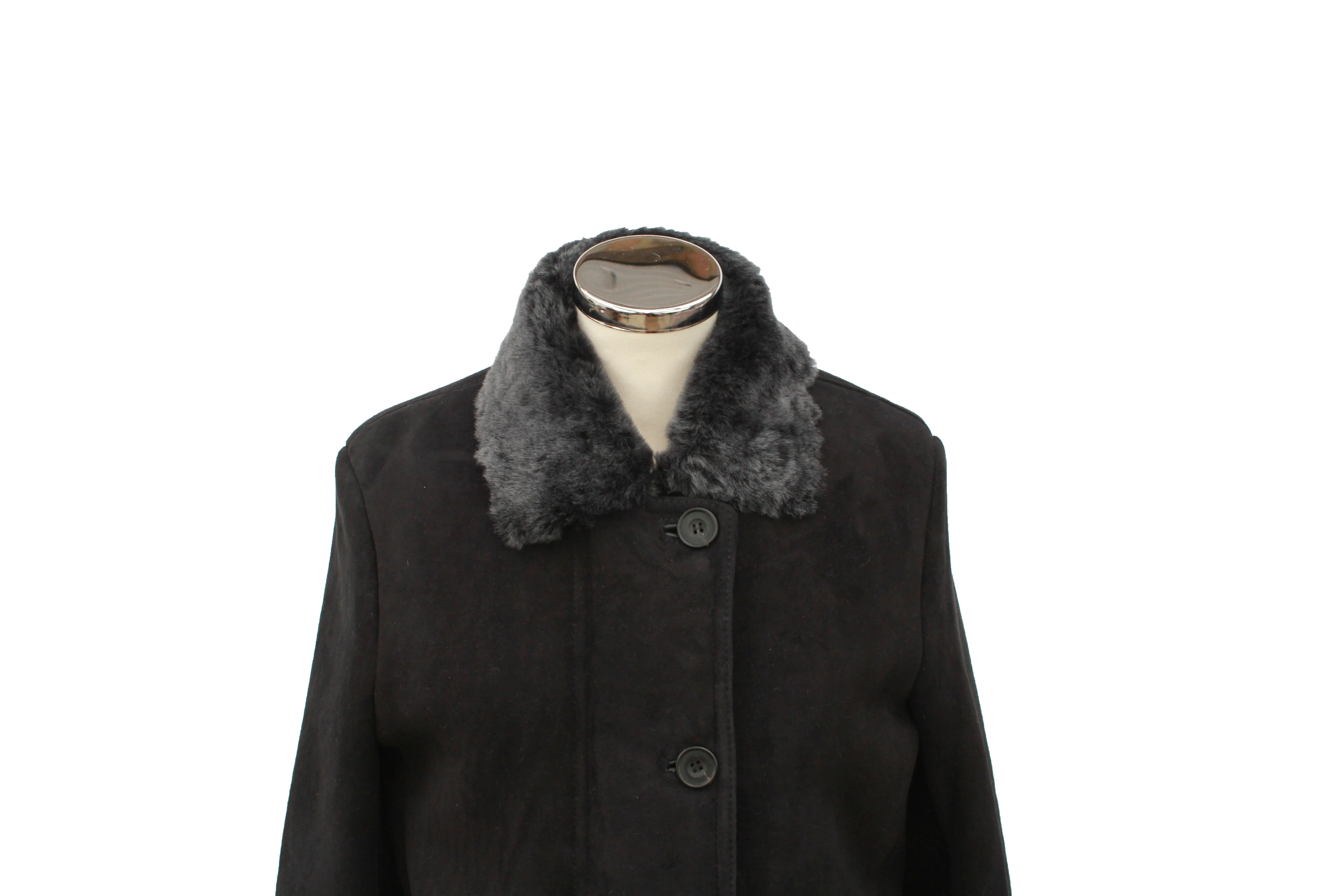 Ladies Jenny Suede Sheepskin Coat - Black - Image 3