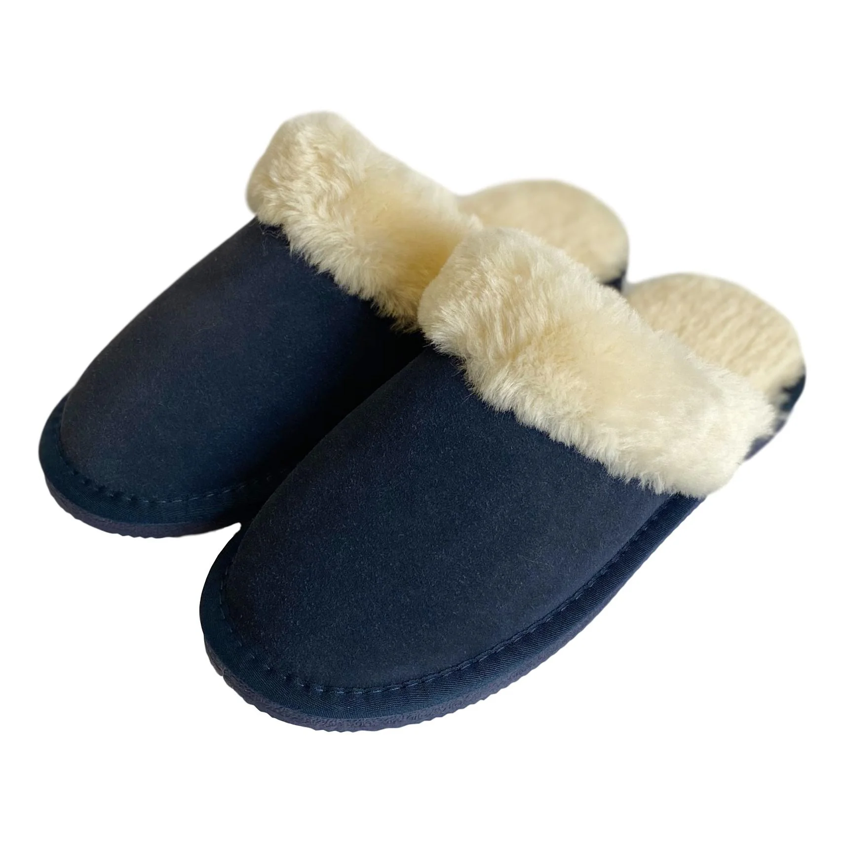 Ladies 'Luna' Wool Lined Slipper Mule - Navy - Image 5