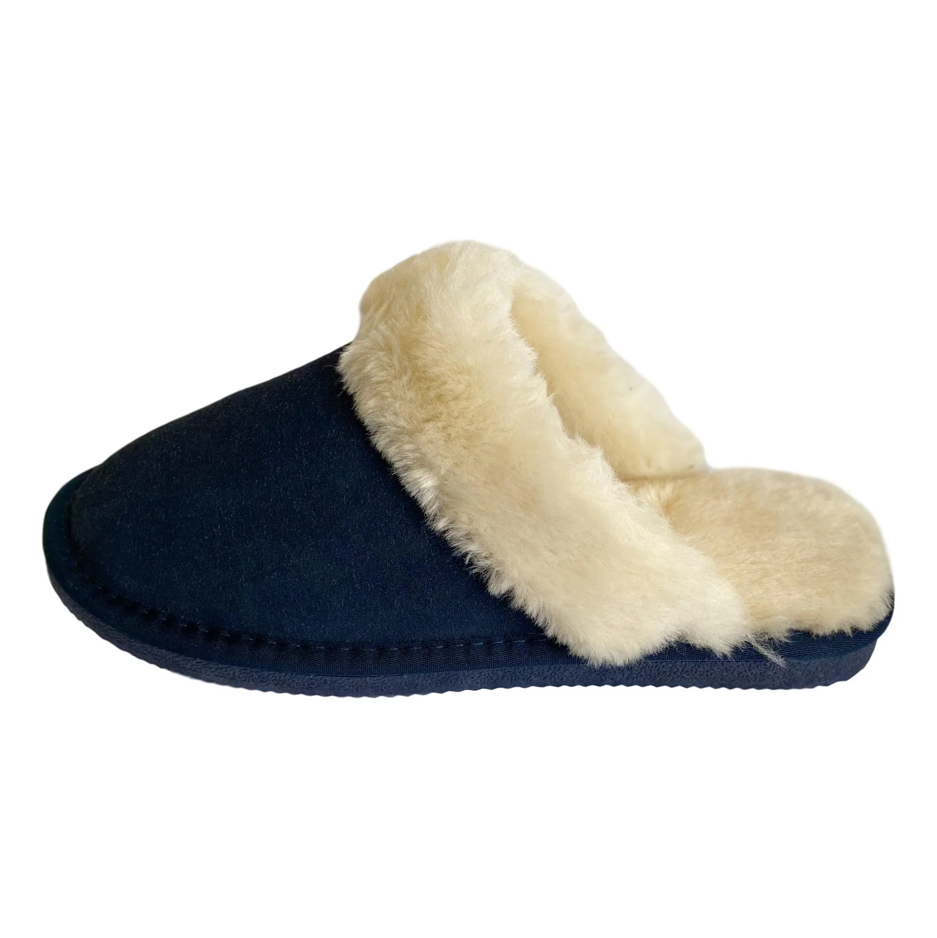 Ladies 'Luna' Wool Lined Slipper Mule - Navy - Image 7