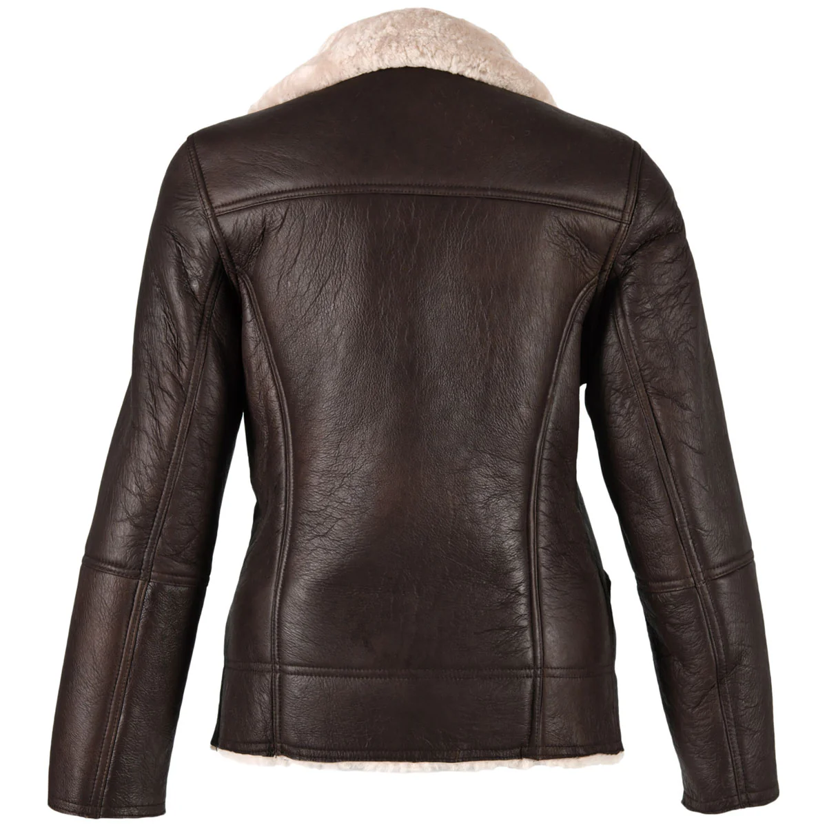 Ladies Mepal Leather Sheepskin Flying Jacket - Dark Brown - Image 2