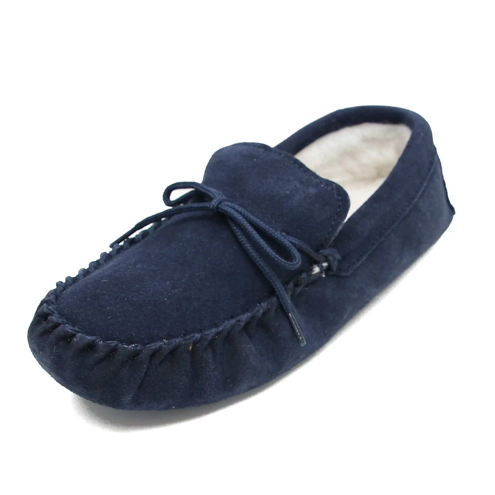 Ladies 'Taylor' Lambswool Moccasin with Soft Sole - Navy - Image 3