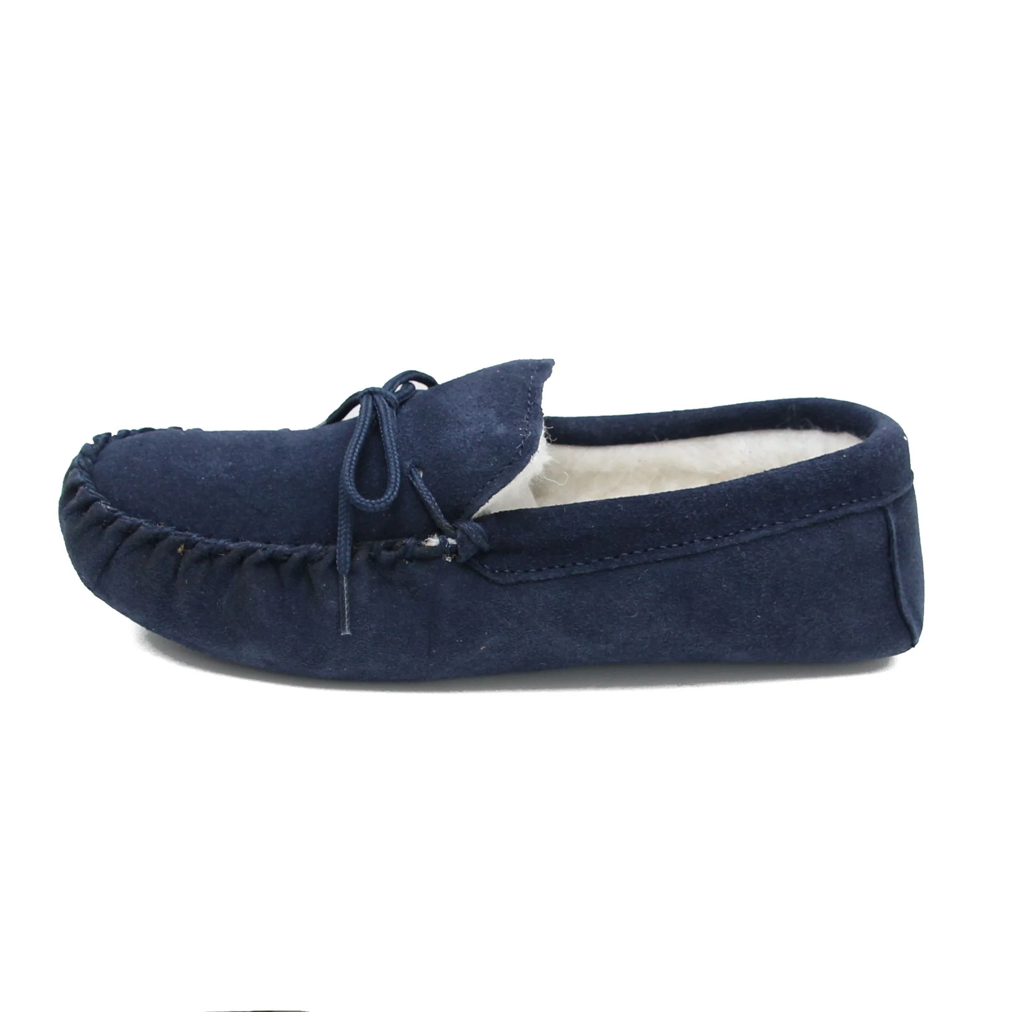 Ladies 'Taylor' Lambswool Moccasin with Soft Sole - Navy - Image 4