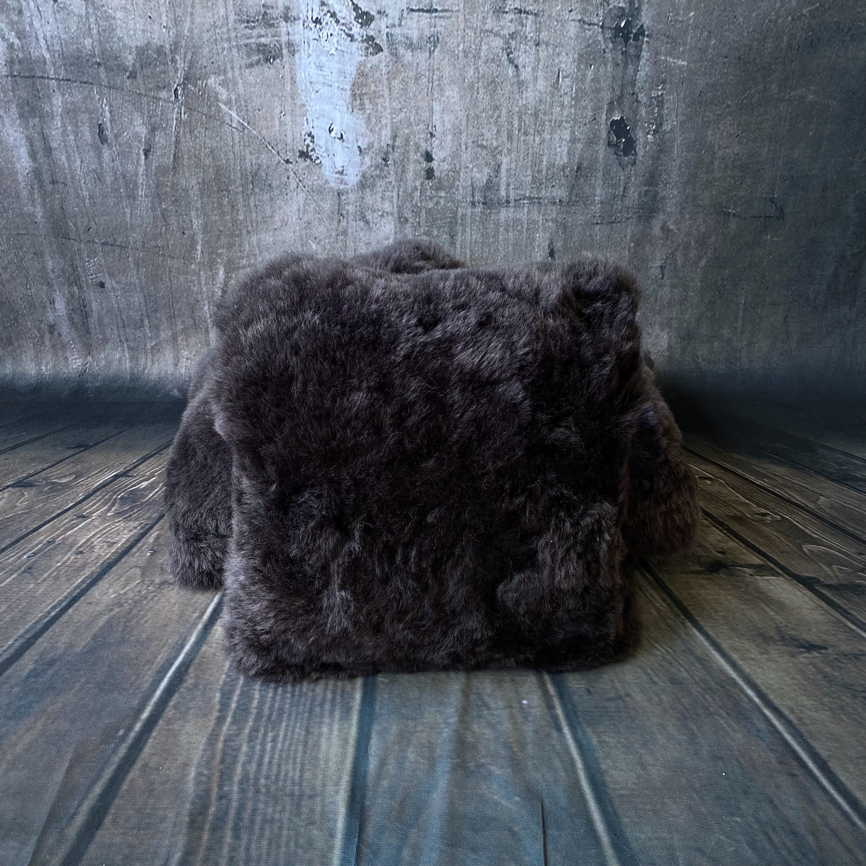 Luxury Icelandic Shorn Sheepskin Cushion with a Cotton Back in Graphite - Image 3