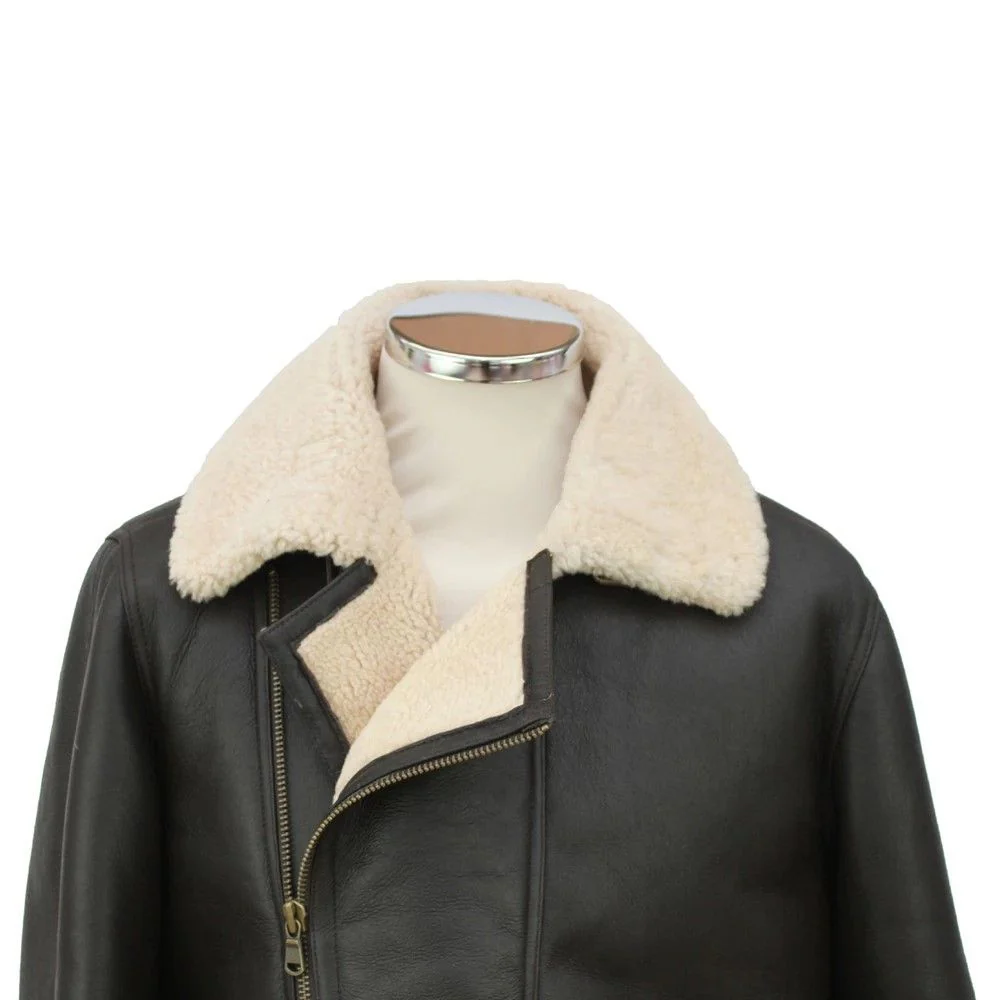 Mens Blenheim Leather Sheepskin Jacket - Dark Brown Nappa - Image 4