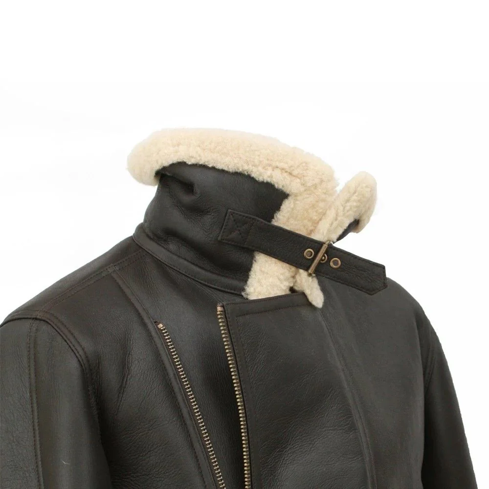 Mens Blenheim Leather Sheepskin Jacket - Dark Brown Nappa - Image 5