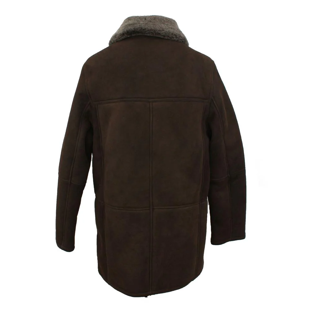 Mens Claude Suede Sheepskin Jacket - Chocolate - Image 3