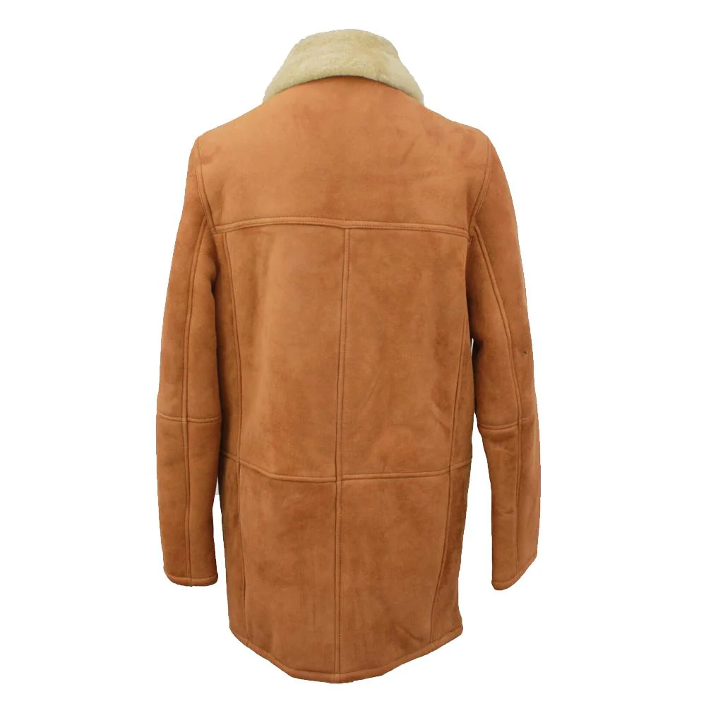 Mens Claude Suede Sheepskin Jacket - Tan - Image 3