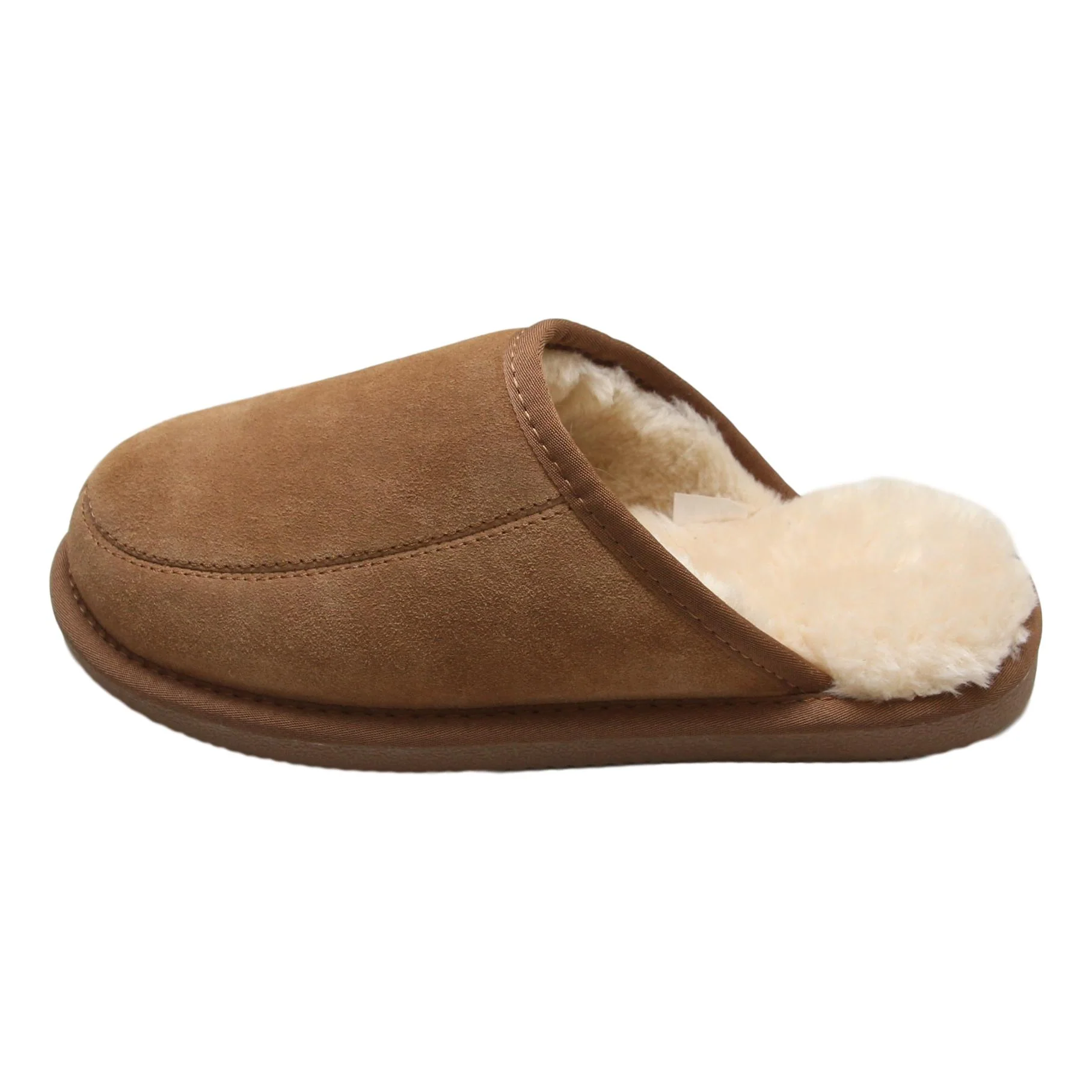 Men's 'Daniel' Lambswool Slipper Mules - Chestnut - Image 4
