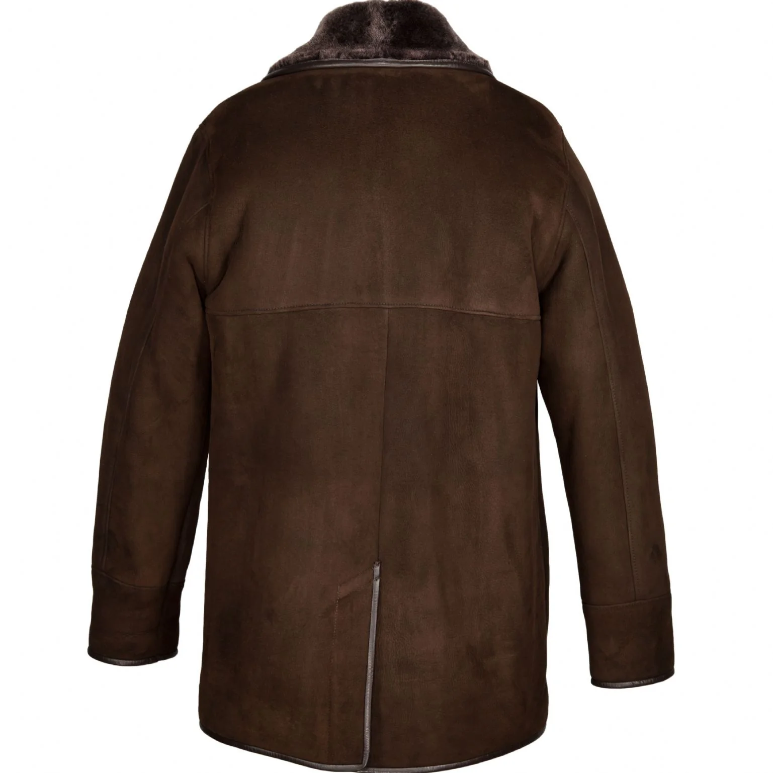 Mens Edward Suede Sheepskin Jacket - Chocolate - Image 3