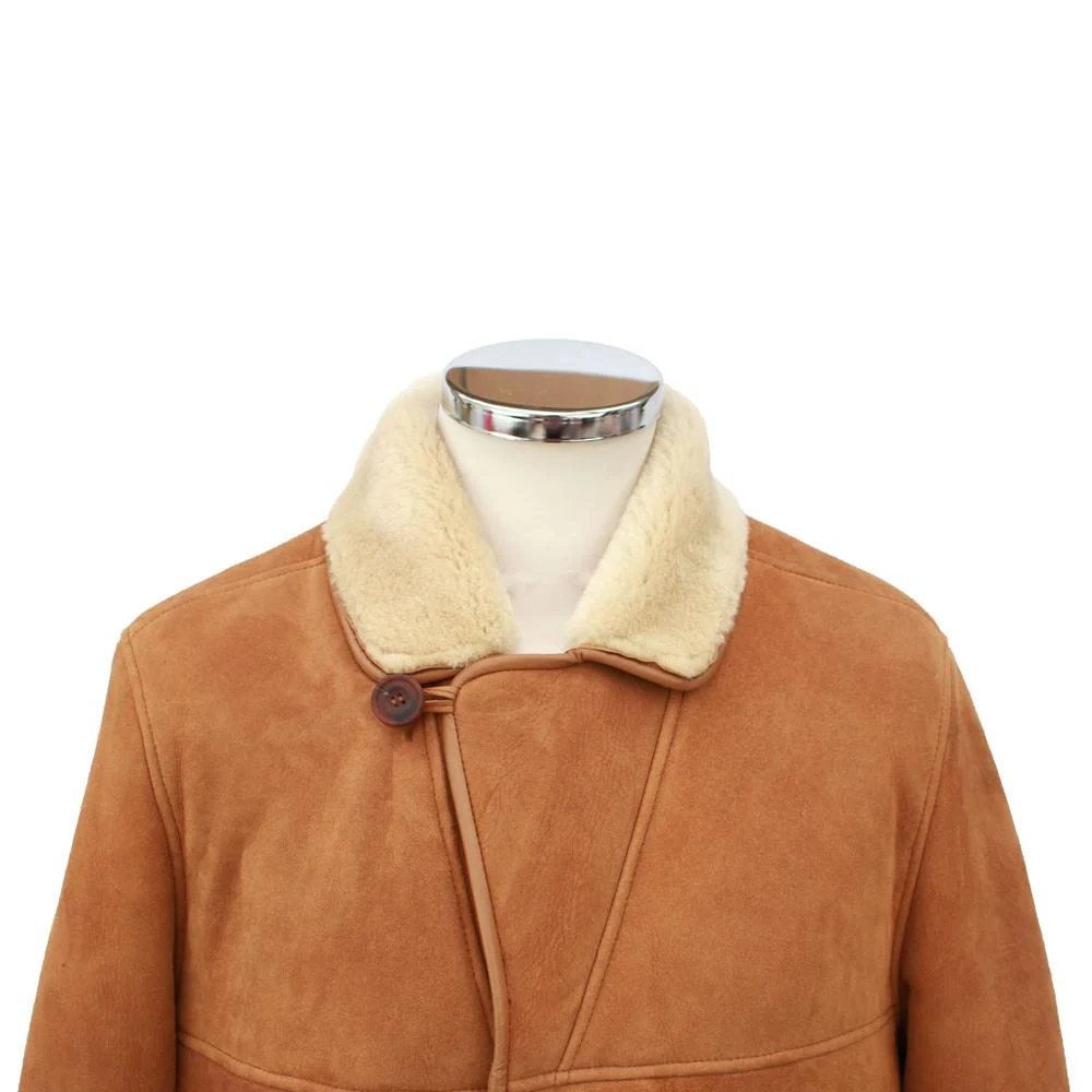 Mens Edward Suede Sheepskin Jacket - Tan - Image 2