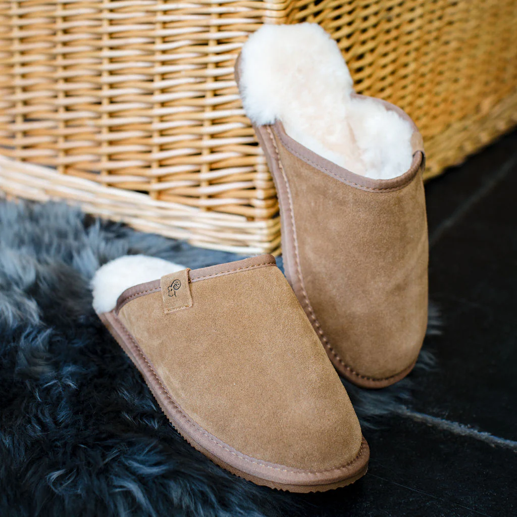 Men's Ellis Sheepskin Lined Slipper Mule - Chestnut/Natural - Image 2