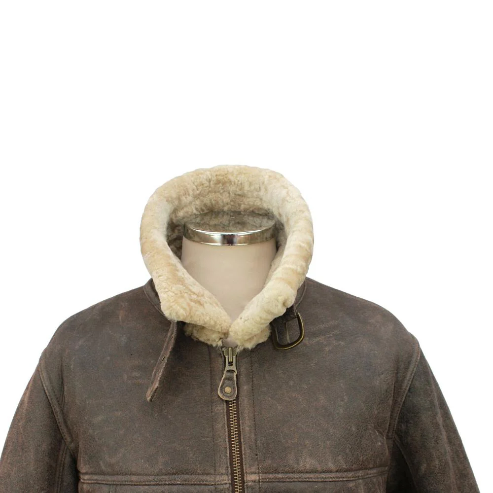 Mens Shaun Leather Sheepskin Jacket - Chocolate Forest - Image 3